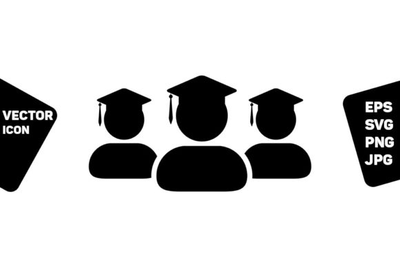 Academic Icon: Male Group Students for Embroidery Projects