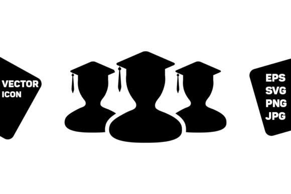 College Icon Vector Male Group Students Review for Embroidery Designers