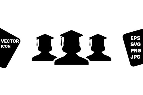 Graduation Icon Vector Female Group Review for Real Embroidery Projects