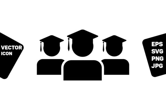 University Icon Vector Male Group: Practical Design Review for Real Embroidery Use